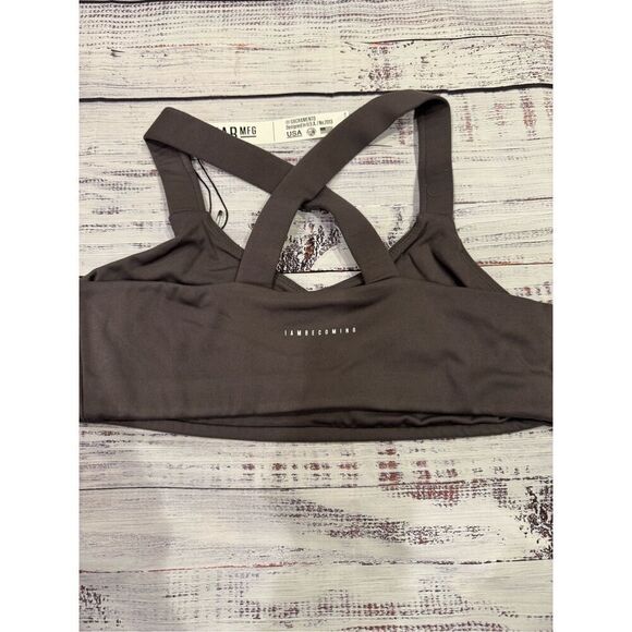 IAB MFG NWT London Criss Cross Back Sports Bra in Charcoal Gray Size Medium - Picture 3 of 5